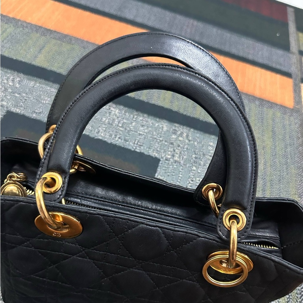 Dior Black Quilted Leather Satchel with Gold Hardware - Picture 8 of 15